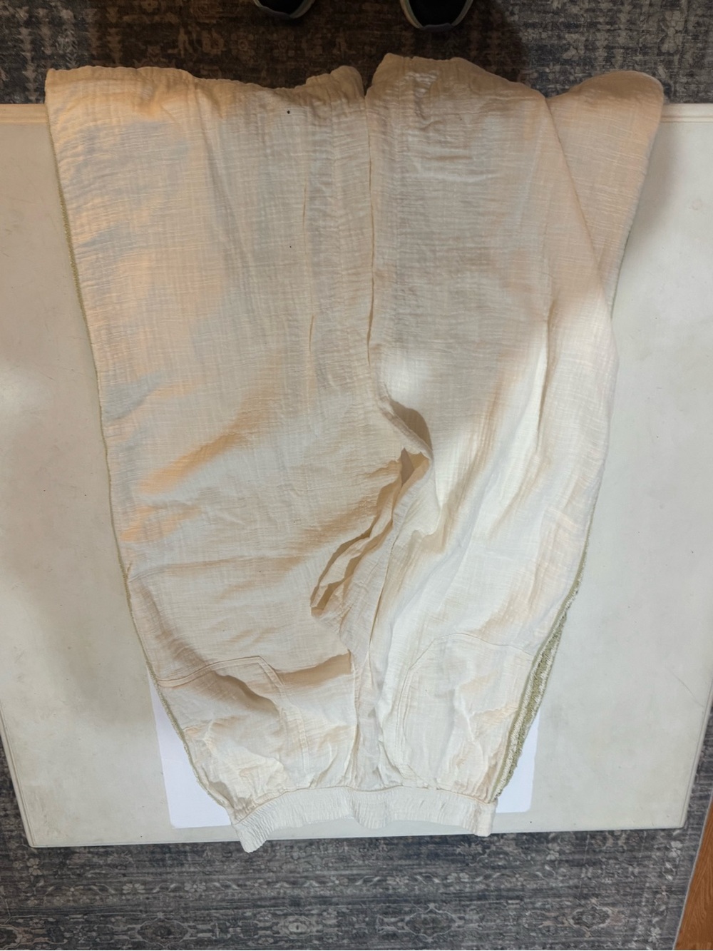 aerie Cream Wide Leg Lightweight Pants